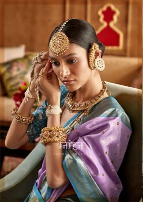 Lavender silk blend Blend Patola Saree With Unstitched Blouse Piece 2