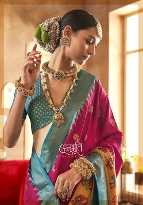 Rani silk blend Blend Patola Saree With Unstitched Blouse Piece 2