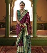 Rani silk blend Blend Woven Saree With Unstitched Blouse Piece