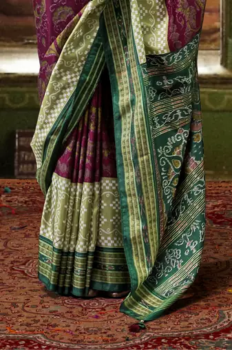 Rani silk blend Blend Woven Saree With Unstitched Blouse Piece