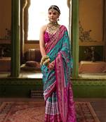 Sky Blue silk blend Blend Woven Saree With Unstitched Blouse Piece