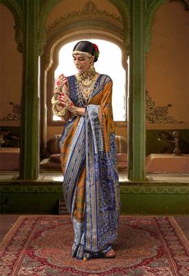Mustard silk blend Blend Woven Saree With Unstitched Blouse Piece 1
