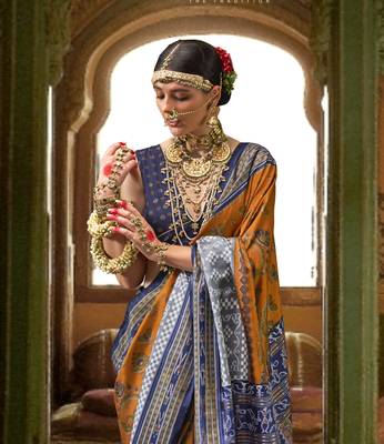Mustard silk blend Blend Woven Saree With Unstitched Blouse Piece 3