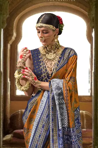 Mustard silk blend Blend Woven Saree With Unstitched Blouse Piece