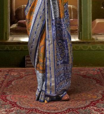 Mustard silk blend Blend Woven Saree With Unstitched Blouse Piece 4
