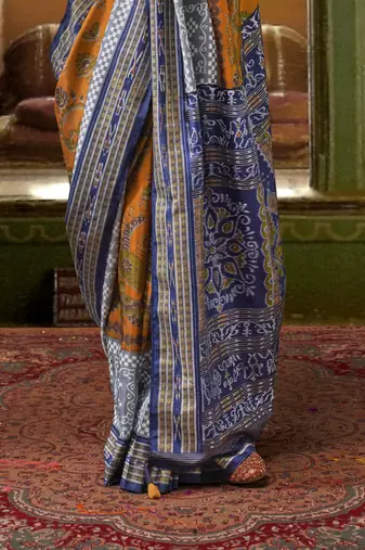 Mustard silk blend Blend Woven Saree With Unstitched Blouse Piece