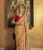 Mustard silk blend Blend Patola Saree With Unstitched Blouse Piece