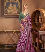 Wine silk blend Blend Patola Saree With Unstitched Blouse Piece