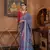 Navy Blue silk blend Blend Patola Saree With Unstitched Blouse Piece