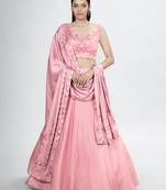Blush Pink Floral Embroidered Lehenga Choli Set