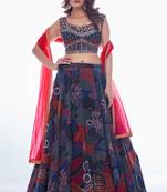 Multi-Color Embroidered Sweetheart Neck Lehenga Choli