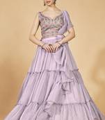 Lavender Sweetheart Neck Embroidered Lehenga Choli