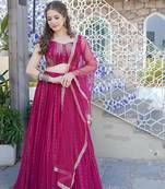 Burgundy Color Georgette Base Fancy Designer Lehenga Choli with Dupatta