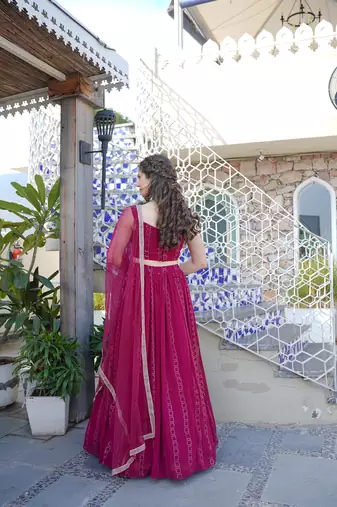 Burgundy Color Georgette Base Fancy Designer Lehenga Choli with Dupatta