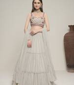 Silver Sweetheart Neck Embroidered Lehenga Choli Set