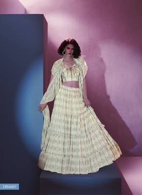 Off White Ruffle Lehenga Choli For Party 1