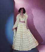 Off White Ruffle Lehenga Choli For Party