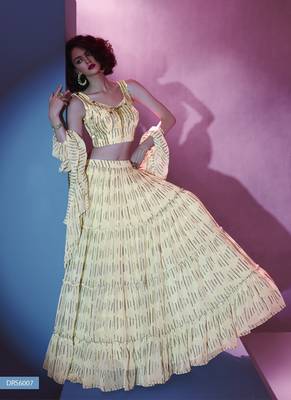 Off White Ruffle Lehenga Choli For Party 3