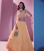 Orange Georgette Lehenga Choli for Women