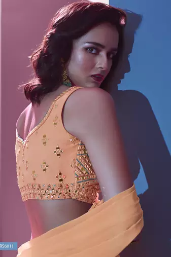 Orange Georgette Lehenga Choli for Women