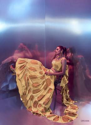 Light Yellow Zari and Mirror Work Lehenga Choli Set 2