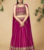 Pink Georgette Base Readymade Lehenga Choli Set