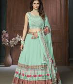 Sea Green Embroidered Round Neck Lehenga Choli