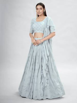 Grey Embroidered Lehenga Choli with Dupatta 1