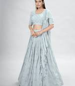 Grey Embroidered Lehenga Choli with Dupatta