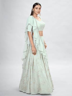 Grey Embroidered Lehenga Choli with Dupatta 2