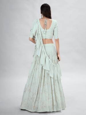 Grey Embroidered Lehenga Choli with Dupatta 3