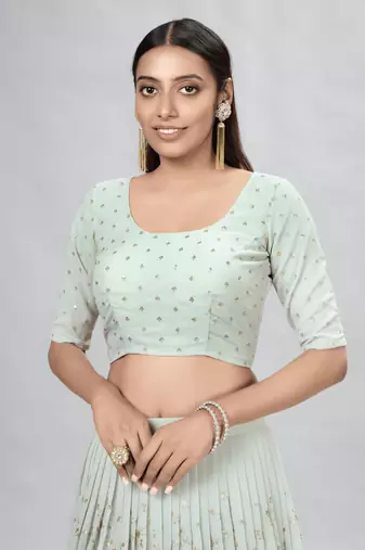 Grey Embroidered Lehenga Choli with Dupatta