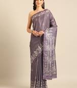 Sangam Prints Purple Cotton Digital Print Party Wear  Saree
