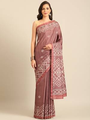 Sangam Prints Burgundy Cotton Digital Print Party Wear  Saree 1
