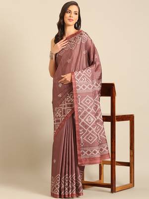 Sangam Prints Burgundy Cotton Digital Print Party Wear  Saree 2