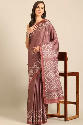 Sangam Prints Burgundy Cotton Digital Print Party Wear  Saree