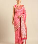 Sangam Prints Light Pink Banarasi silk blendWoven Work Traditional Tassels Saree