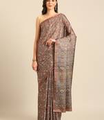 Sangam Prints Brown Cotton Digital Print Party Wear  Saree