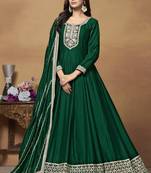Green art silk embroidered anarkali suit