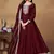 Maroon art silk embroidered anarkali suit