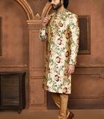 Wedding wear multicolour color art silk sherwani