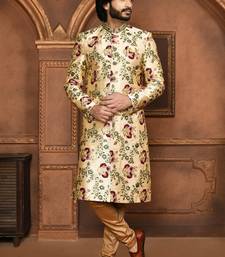 Wedding wear multicolour color art silk sherwani