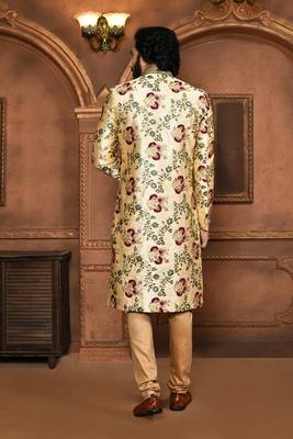 Wedding wear multicolour color art silk sherwani 3