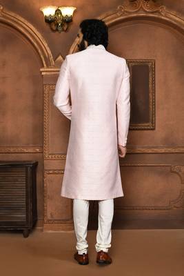 Wedding wear pink color art silk sherwani 3