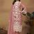 Peach soft organza embroidered salwar suit