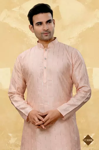 Pink plain art silk straight kurta