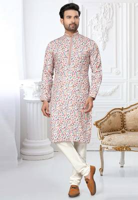 Multicolor printed cotton butti straight kurta with payjama 1