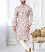 Multicolor printed cotton butti straight kurta with payjama
