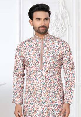 Multicolor printed cotton butti straight kurta with payjama 2