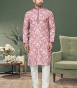 Multicolor printed cotton butti straight kurta with payjama